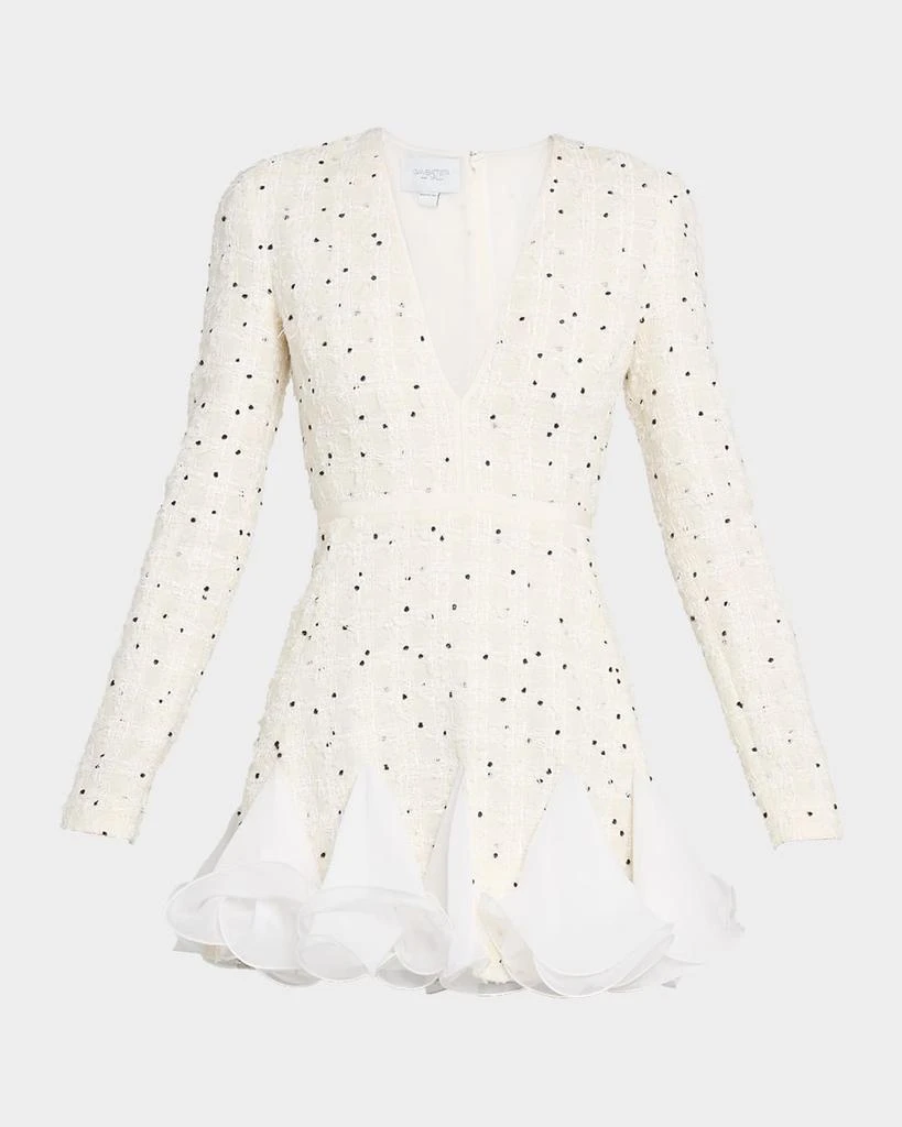 Giambattista Valli Polka-Dot Boucle Long-Sleeve Godet Mini Dress - Dresses  & Skirts - Save $50 OFF On $200 - Free Shipping - BeyondStyle