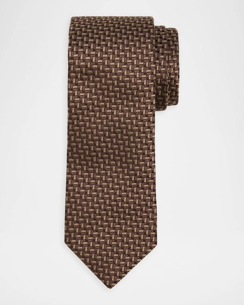Brunello Cucinelli Men
s Silk and Cotton Bicolor Basketweave Tie