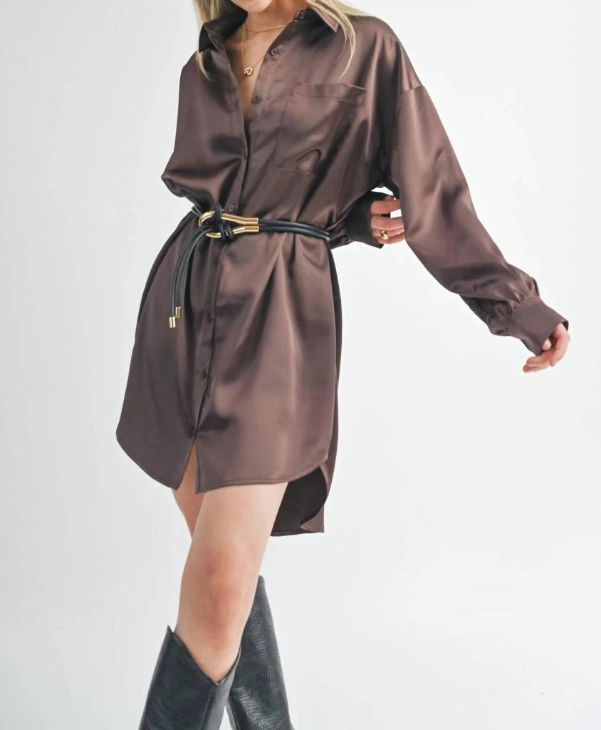 SAGE THE LABEL Sage The Label - Collared Oversized Shirt Dress 2