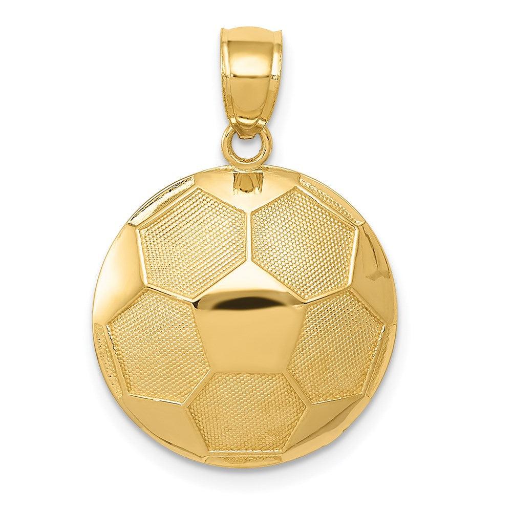 Diamond2Deal 14k Yellow Gold Domed Soccer Ball Pendant