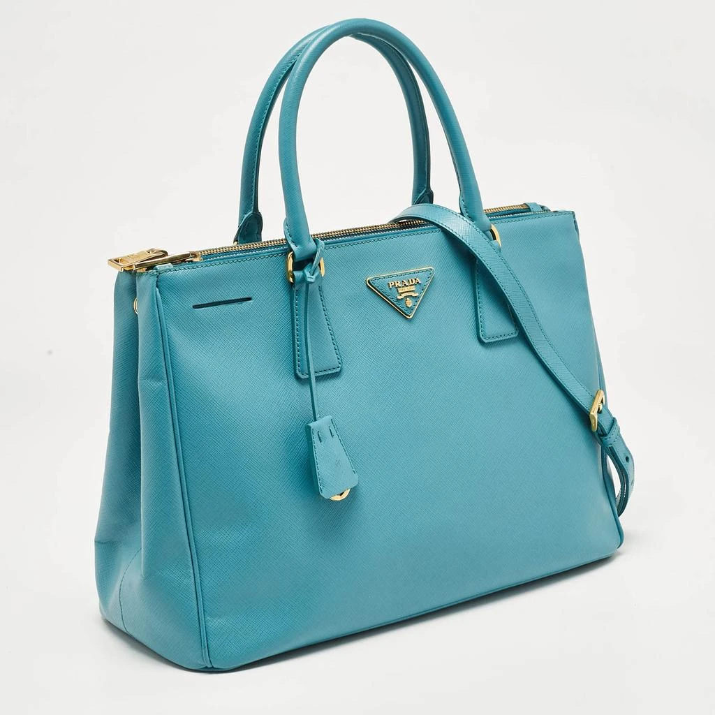 Prada Prada Turquoise Saffiano Leather Medium Double Zip Tote 3