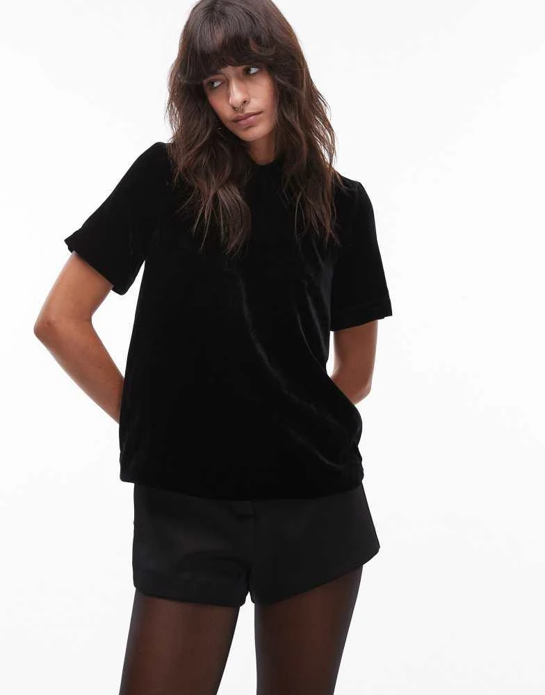 & Other Stories & Other Stories velvet top with collar in black 1