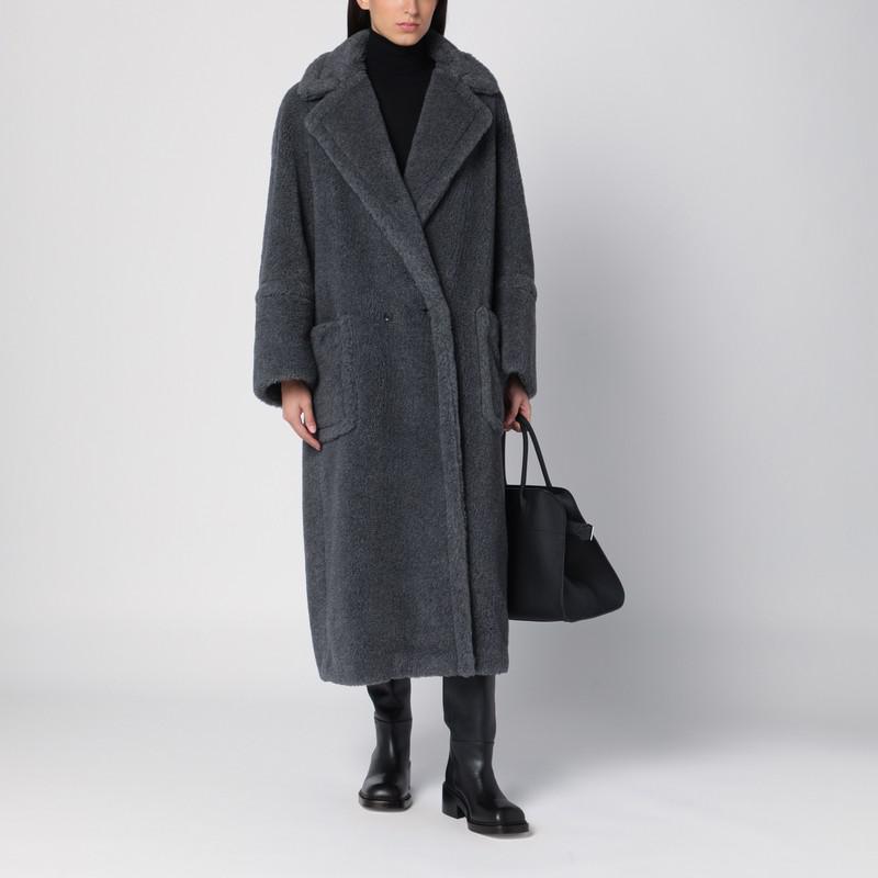 Max Mara Grey Teddy coat in wool and alpaca