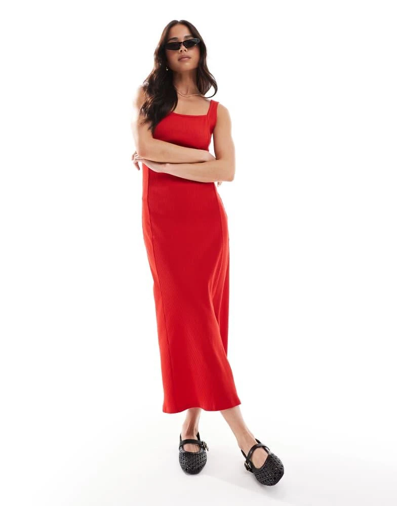 French Connection square neck rib midi dress in red  On Sale Now with Up  to 65% Off | Discover Exclusive Deals & Savings at BeyondStyle  Authentic French  Connection Home|women with
