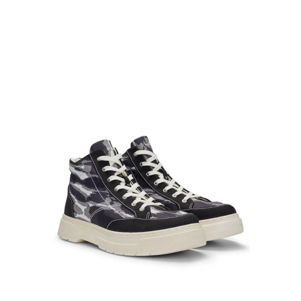 Hugo Boss Camouflage-print high-top trainers with stacked logo 1