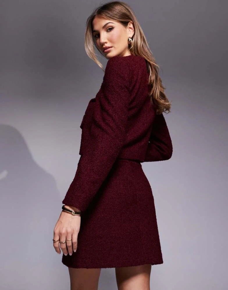 burgundy boucle dress Imiraty Babydoll Mini Dress in Poplin Maroon , Zip Up , Buttons
