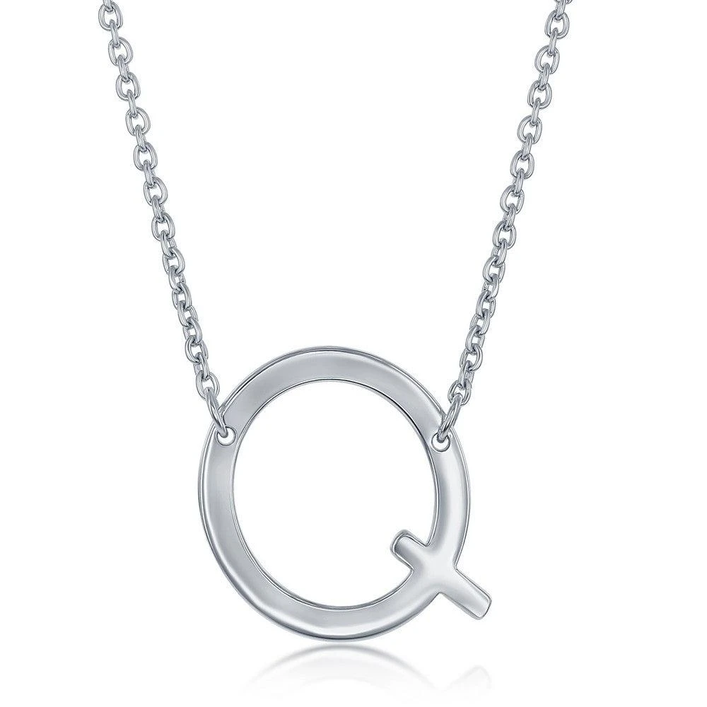 Simona Sterling Silver Sideways Initial Necklace 24