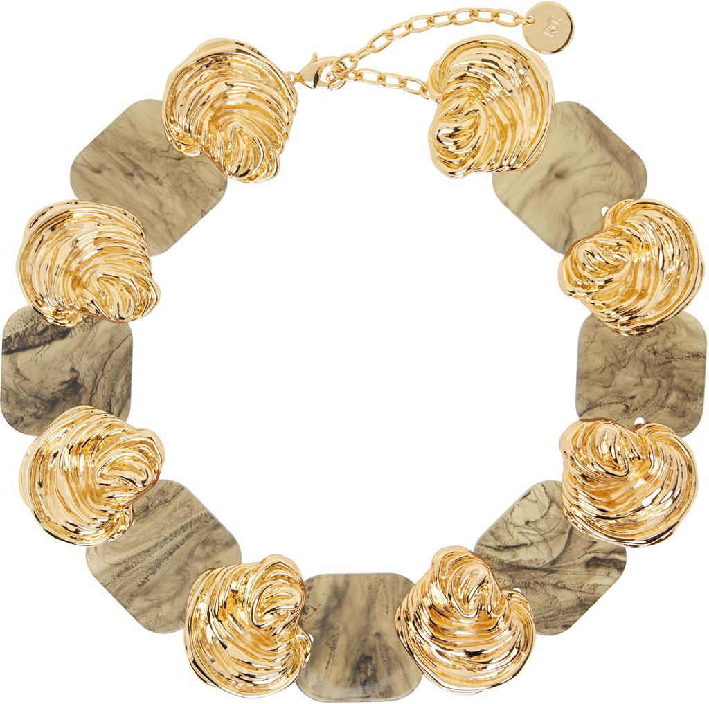Recto Gold & Brown Ibiza Formica Bold Necklace