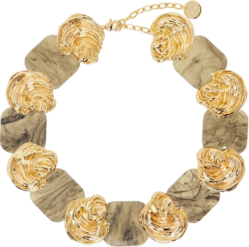 Recto Gold & Brown Ibiza Formica Bold Necklace 1