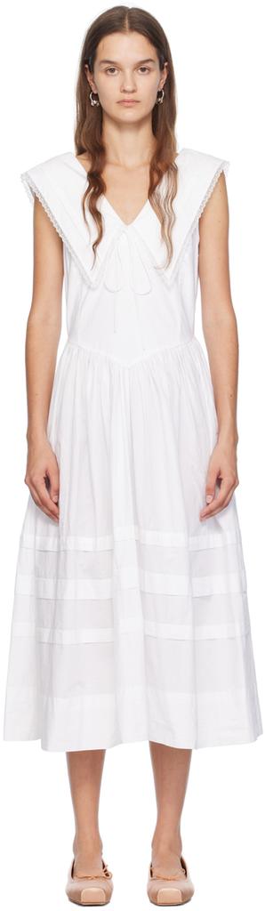 【関税込み】Sandy Liang オフホワイト Pilton ミディアムドレス SANDY LIANG Off-White Pilton Midi Dress | REVERSIBLE