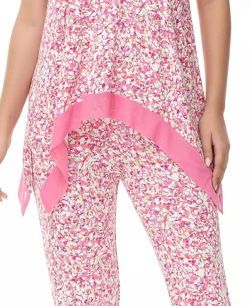 Lori Goldstein Women's Printed Short Sleeve Tunic with Pant Pajama Set 6