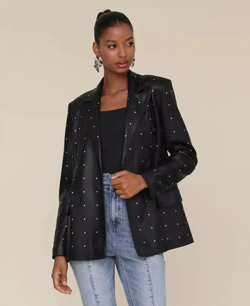 Avec Les Filles Women's Double-Breasted Diamante Blazer 1