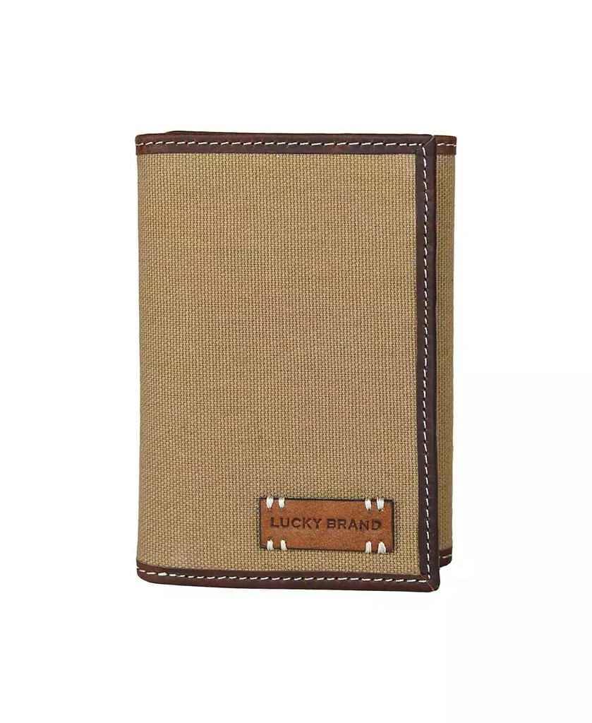 Lucky Brand Men's Canvas with Leather Trim Trifold Wallet 1