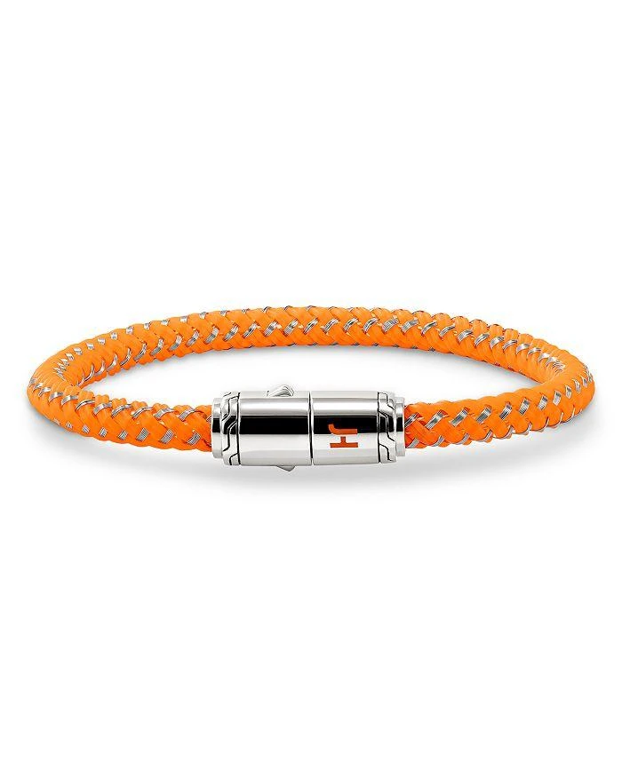 John Hardy Men
s Sterling Silver Orange Rubber 
Stainless Steet Cord Bracelet