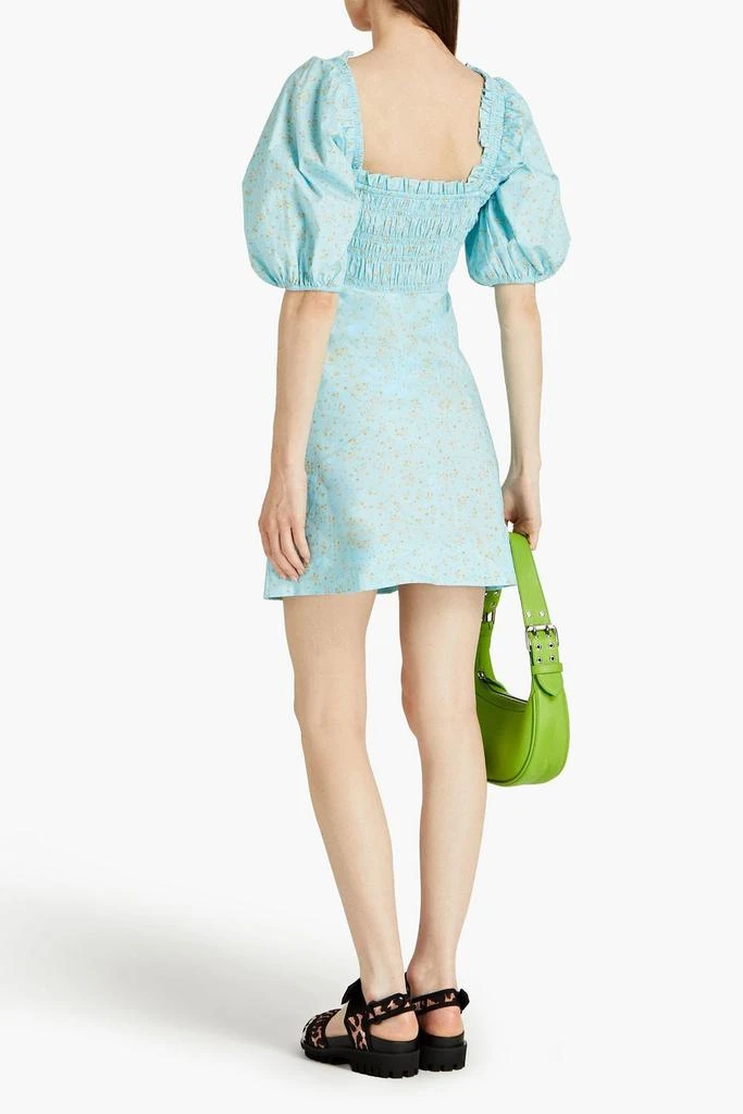 GANNI Shirred floral-print cotton-poplin mini dress 3