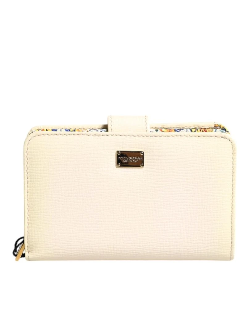 Dolce 
Gabbana ivory Calf Leather Compact Logo Plaque Card Holder Women
s Wallet (Pre-Owned)