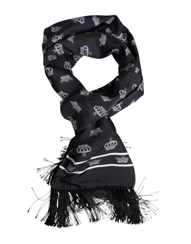 Dolce 
Gabbana Silk Crown Fringes Men Foulard Men
s Scarf