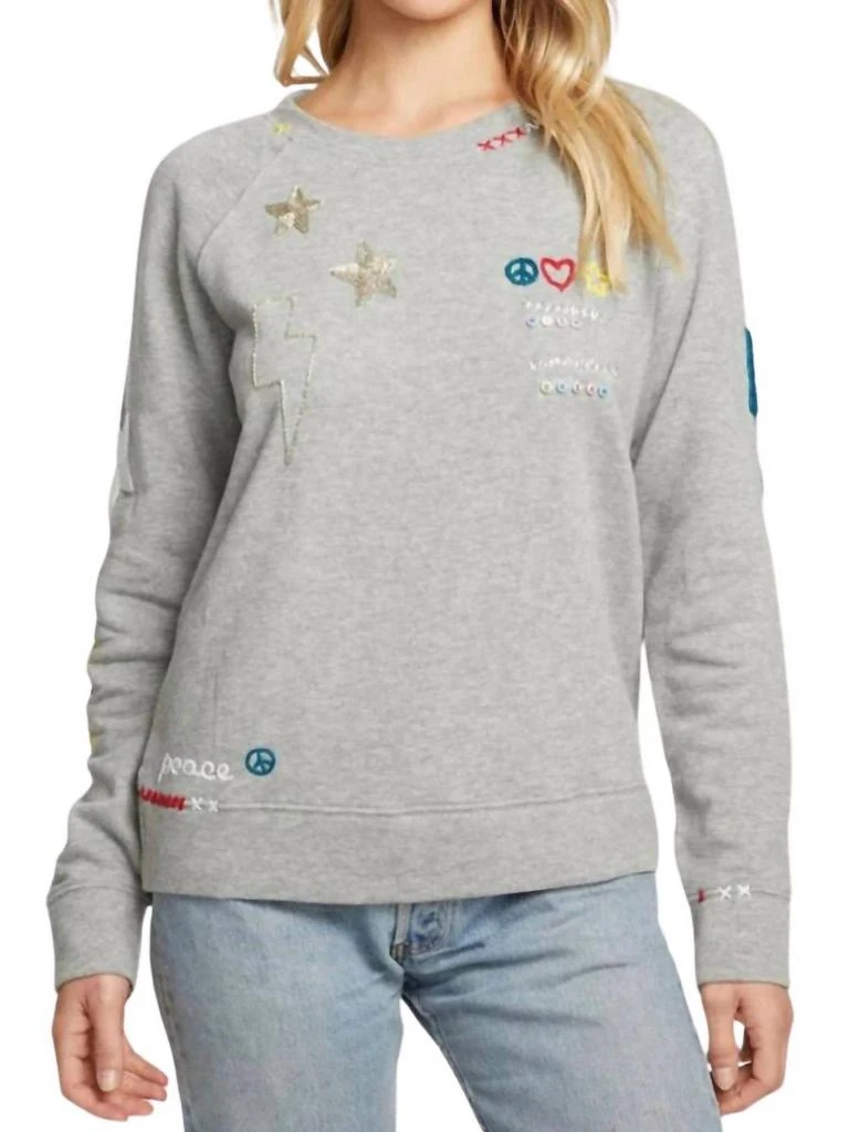 Chaser Chaser - Peace Fleece Long Sleeve Pullover Top 1