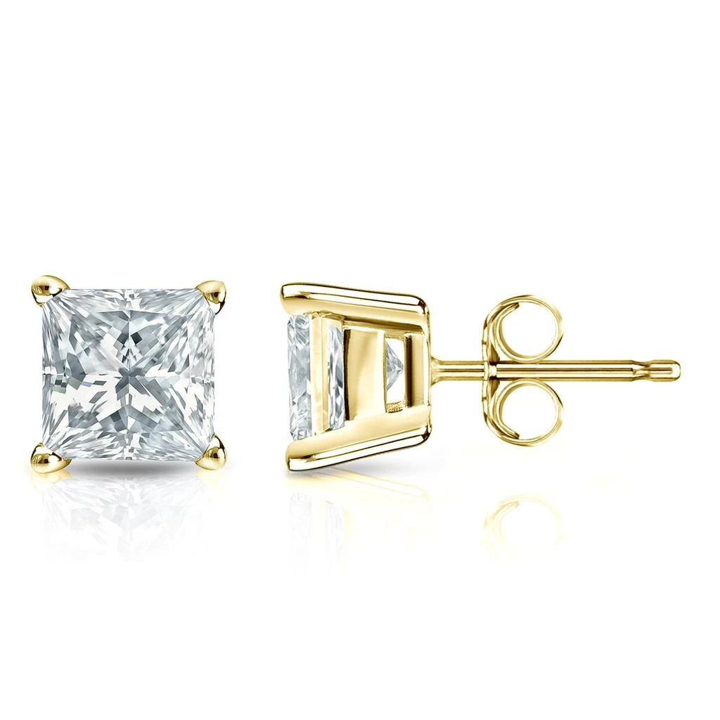Sabrina Designs Lab Grown Diamonds 14K Gold Lab Grown Diamond Princess 4-Prong Basket Stud Earrings 2ct