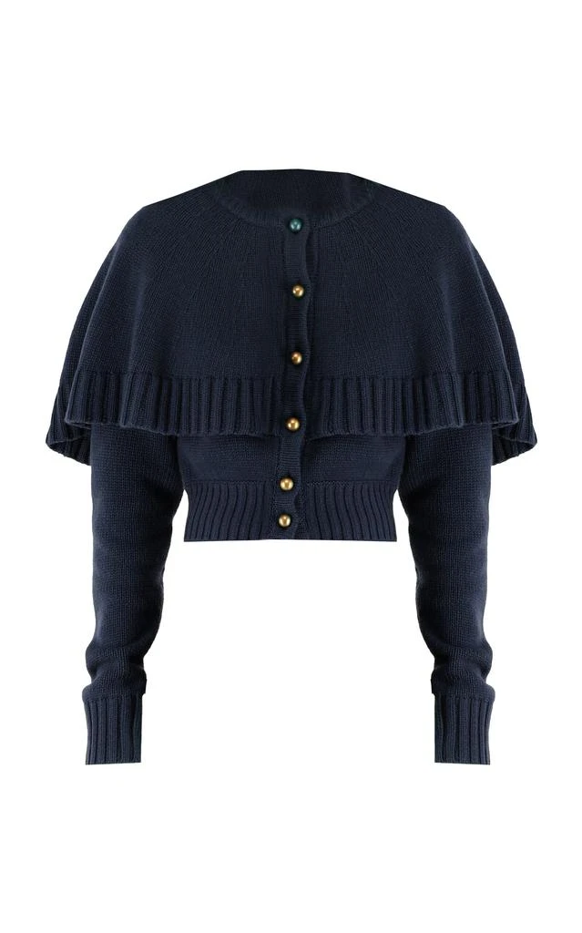 Chloé Chloé - Cape-Detailed Knit Wool-Cashmere Cardigan - Navy - M - Moda Operandi 1
