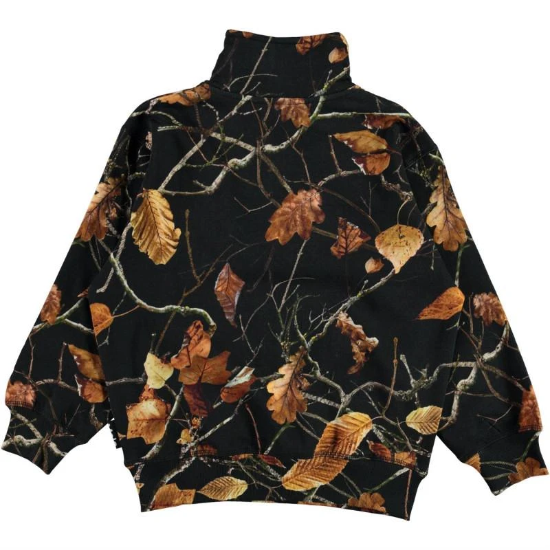 Molo Autumn leaves print zipped jacket in black 2