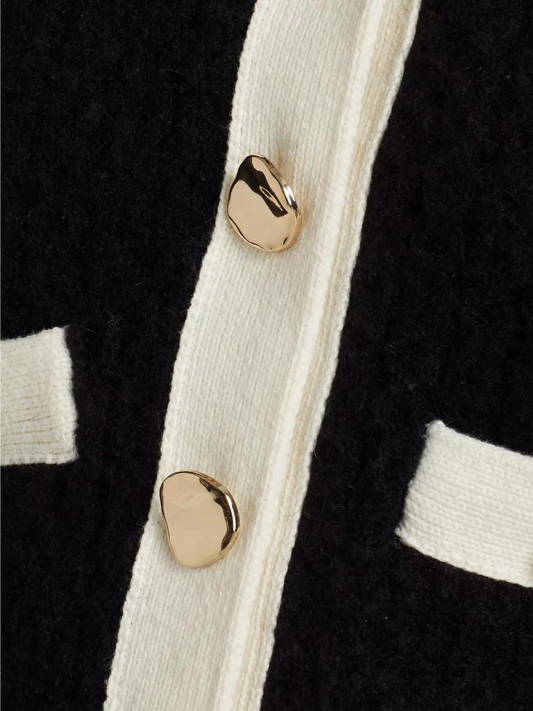 Self Portrait Two-Tone Gold-Tone Button Cardigan 7