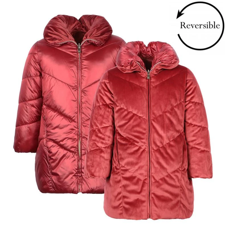 Abel & Lula Reversible padded winter jacket in crimson 1