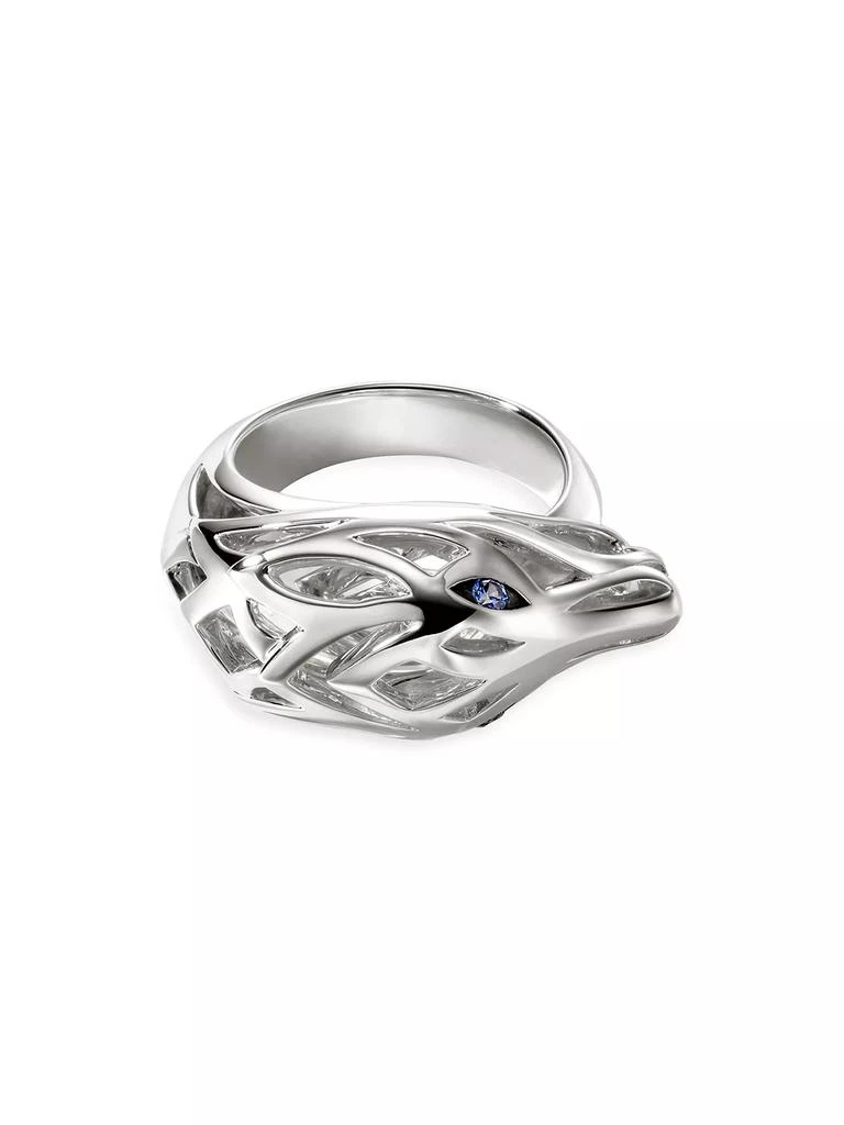 John Hardy Naga Dragon Sterling Silver & Blue Sapphire Ring 4