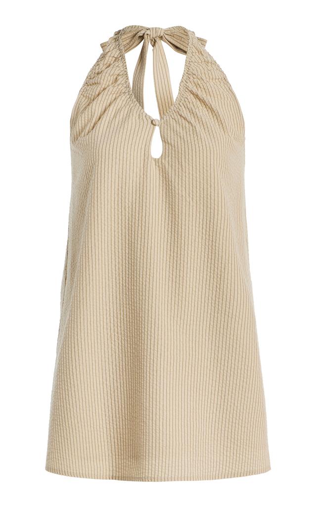 ELCE ELCE - Exclusive Sidney Striped Cotton-Blend Seersucker Mini Halter Dress - Neutral - S - Moda Operandi