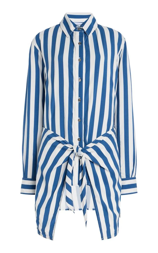 Anemos Anemos - L.A. Striped Stretch-Twill Mini Wrap Shirt Dress - Stripe - L - Moda Operandi 1