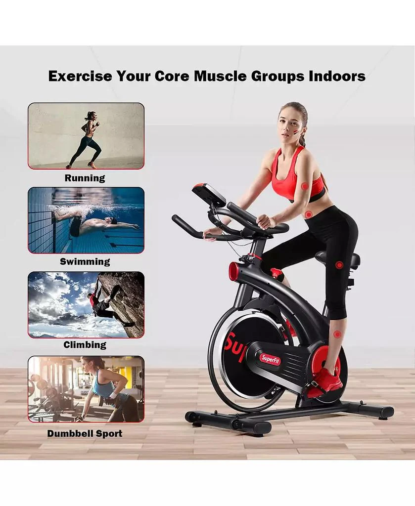 Costway Stationary Exercise Bike Silent Belt Drive Cycling Bike 7