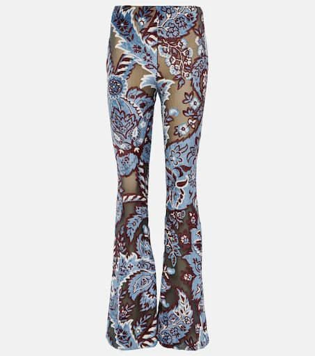 ETRO Floral velvet jacquard flared pants 1
