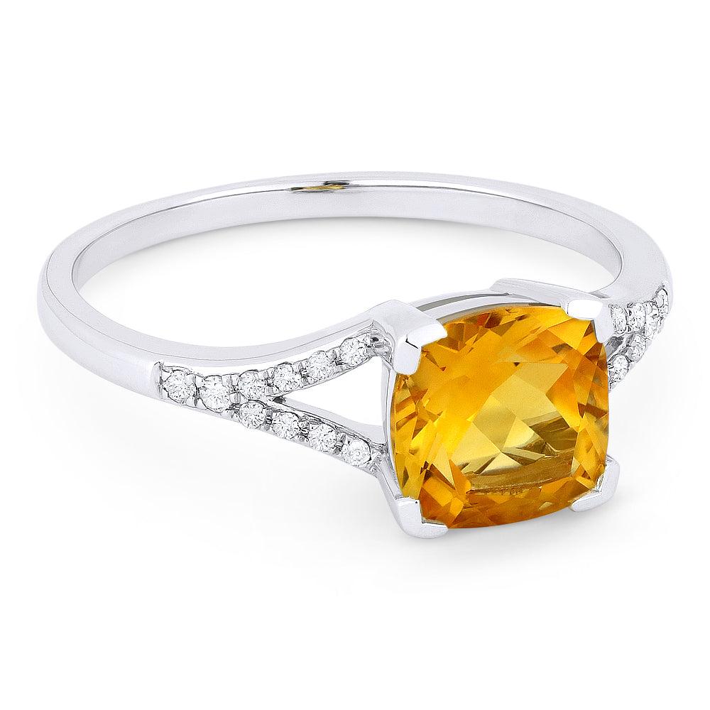 SSELECTS 14K White Gold,citrine Ring