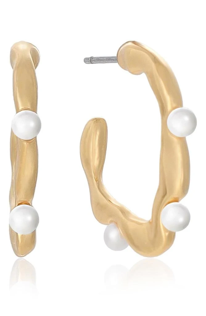 Ettika Jewelry Wavy Faux Pearl Hoop Earrings 3