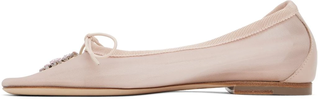 Simone Rocha Pink Embellished Flower Mesh Ballerina Flats 3
