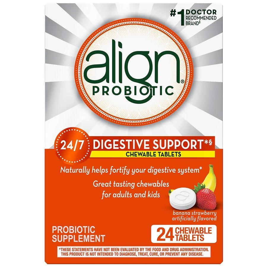 Align Chewable Probiotic Tablets for Women and Men Banana Strawberry 1