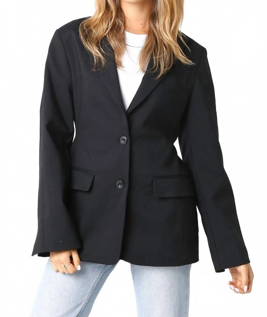 OLIVACEOUS Classic Button Blazer In Black