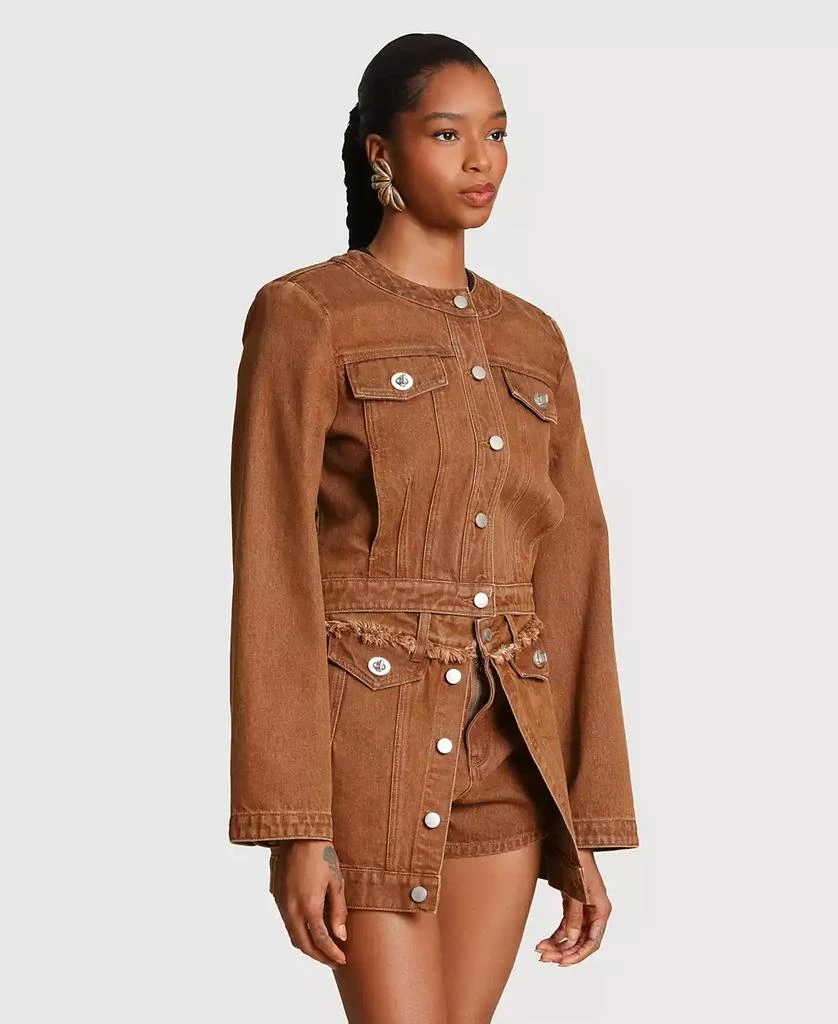 Avec Les Filles Women
s Crop Trucker Crew Neck Jacket