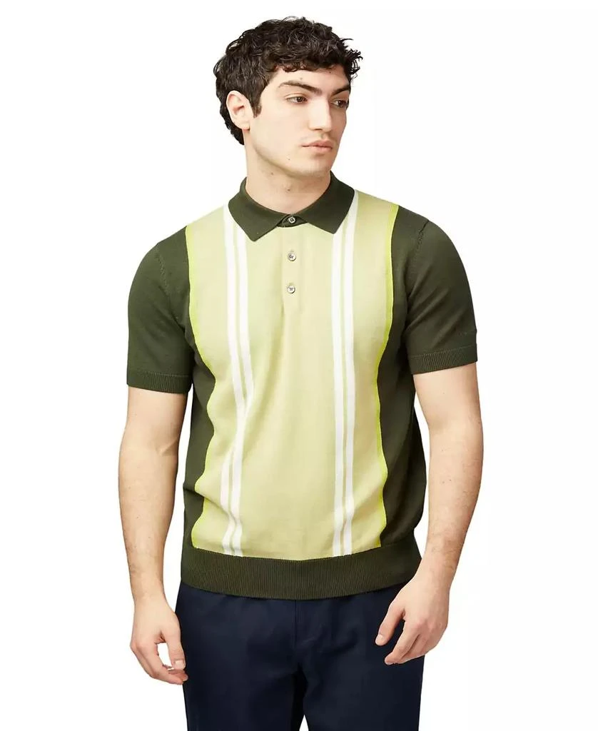 Ben Sherman Men's Regular-Fit Sweater-Knit Stripe Polo Shirt 1
