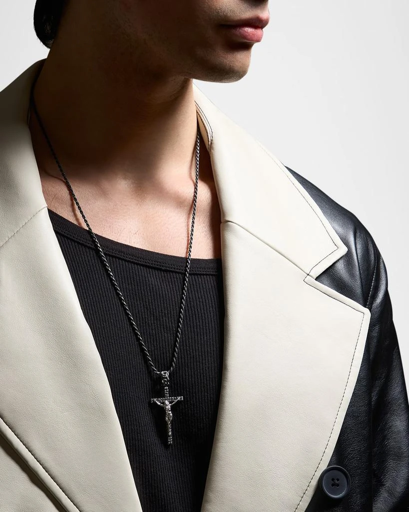 Marco Dal Maso Men
s The Cross Oxidized and Polished Sterling Silver Crucifix Rope Chain Necklace 2