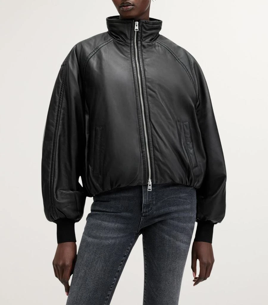 ALL SAINTS Leather Rowan Bomber Jacket 7