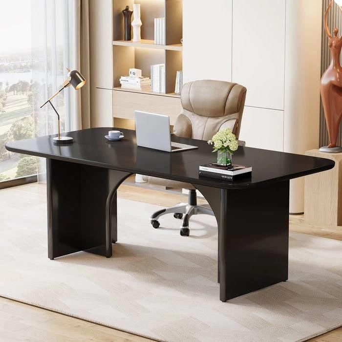 Hivvago Modern Extra Large Executive Home Office Computer Desk in Black 3