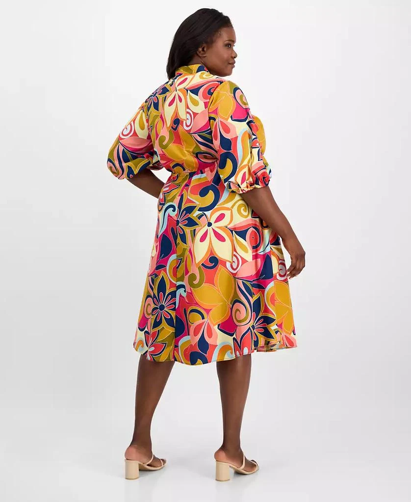 Sandra Darren Plus Size Printed Drawstring-Waist Shirtdress 5