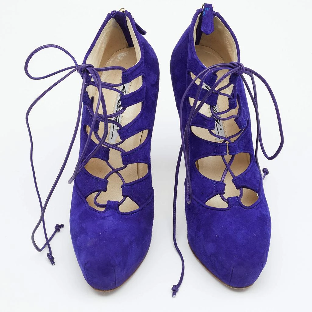 Brian Atwood Brian Atwood Purple Suede Lace up Booties Size 38.5 3
