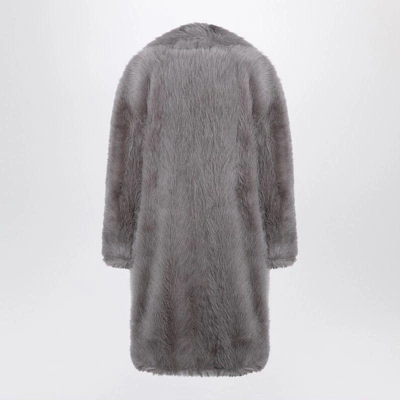 MAX MARA SPORTMAX LIGHT GREY FAUX FUR COAT 2