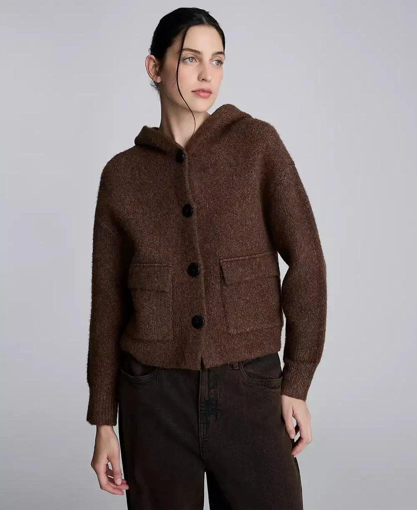 Kenneth Cole Women's Oversized Cropped Hoodie Bomber Jacket 1