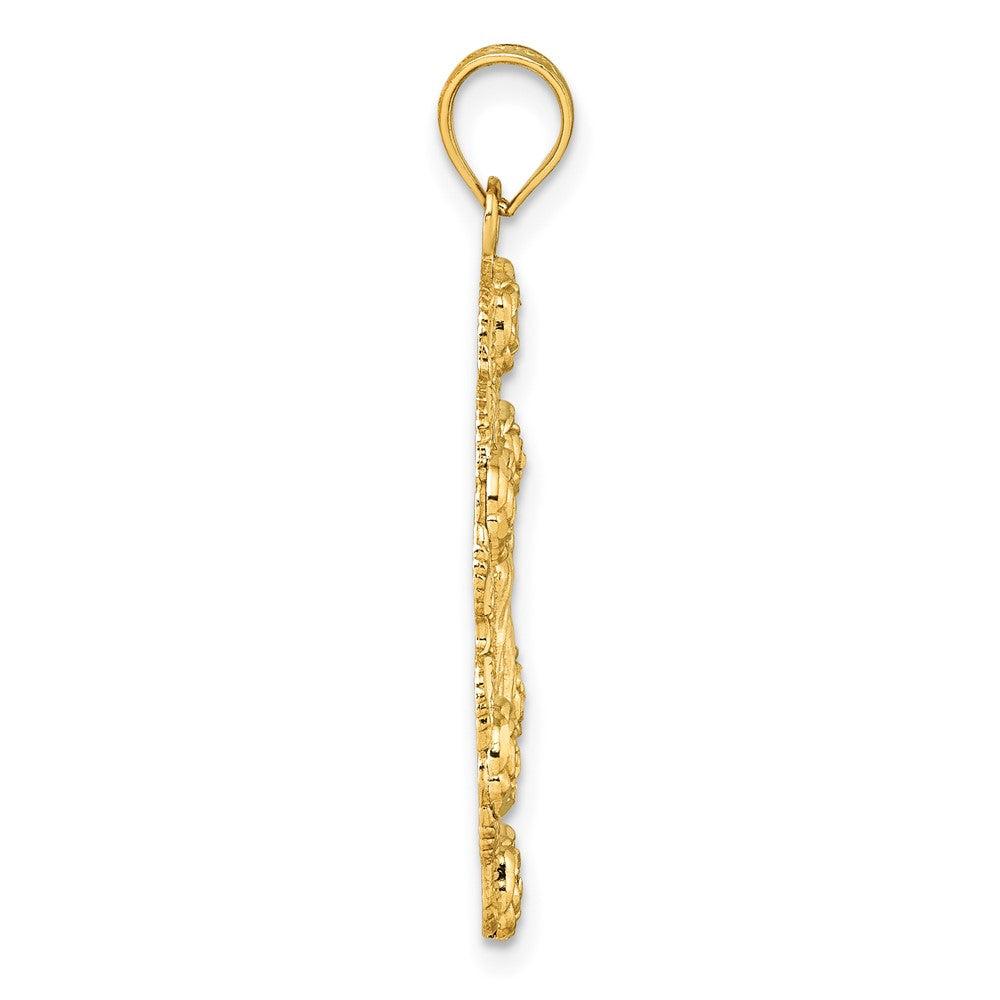 Diamond2Deal 10k Yellow Gold Polished Diamond-cut Our Lady of Guadalupe with Flowers Medal Pendant