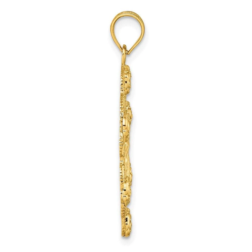 Diamond2Deal 10k Yellow Gold Polished Diamond-cut Our Lady of Guadalupe with Flowers Medal Pendant 2