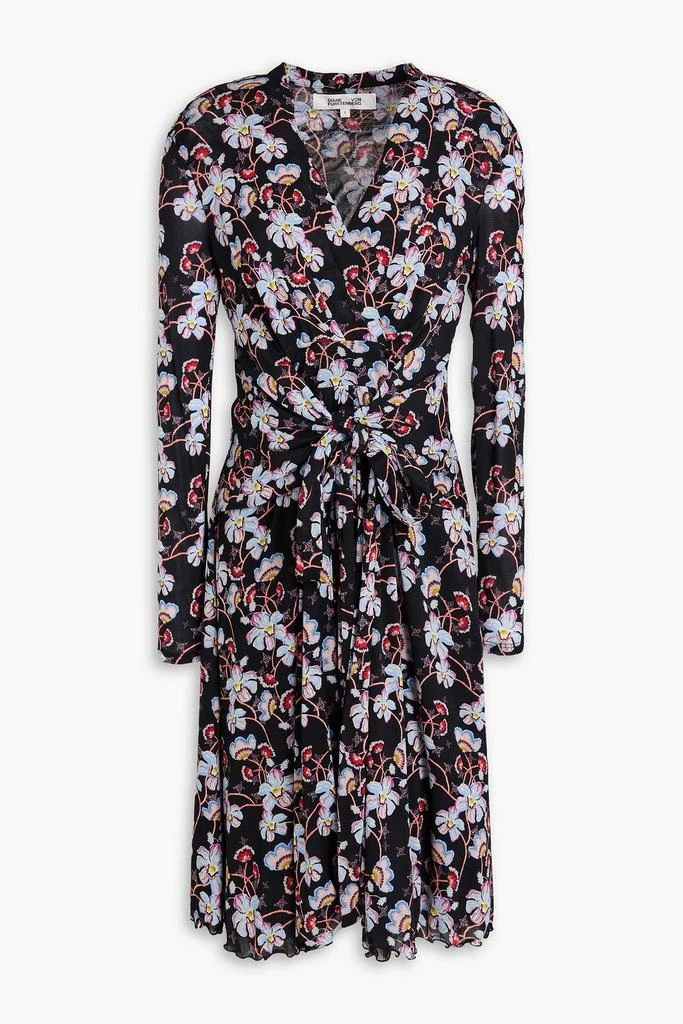 Diane von Furstenberg Brenda pleated floral-print stretch-mesh dress 1