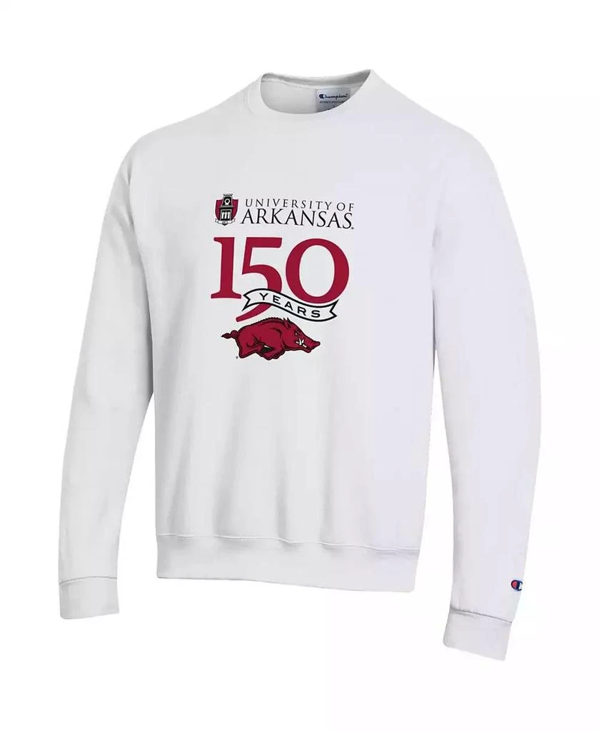 Champion Men's White Arkansas Razorbacks 150th Anniversary Pullover Sweatshirt 2